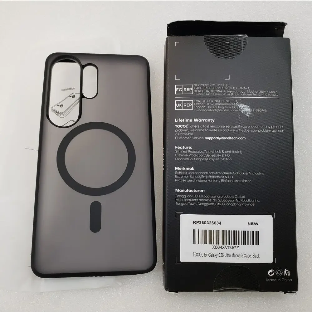 TOCOL Magnetic Case for Samsung Galaxy S26 Ultra - Black Translucent Cover